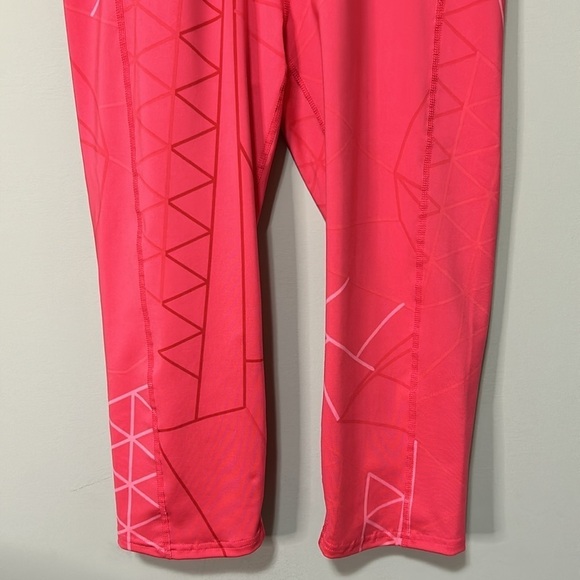 Oiselle KC Knicker Capri Legging Crop Pant punch koolhaus Pink Geometric Sz 10 - Picture 3 of 14